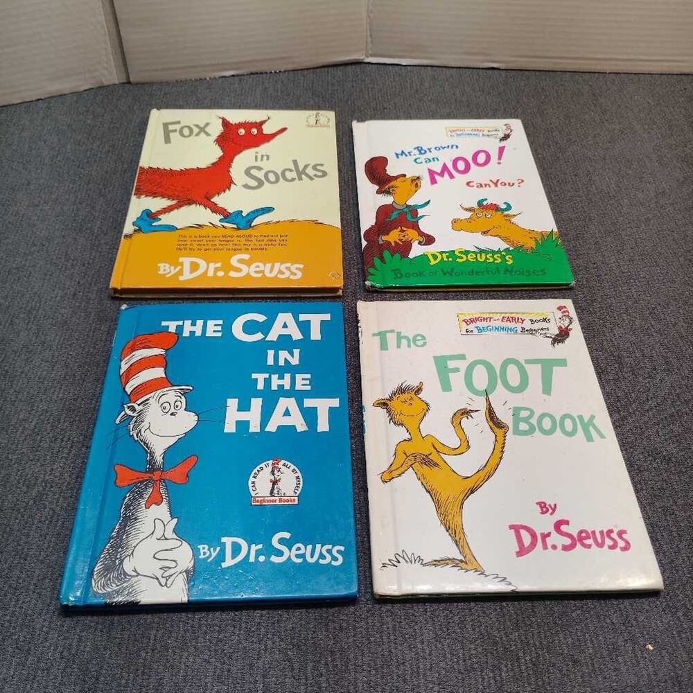 Dr Seuss Beginner Books Lot Cat in the Hat Fox in Socks Foot Book Mr Brown Moo